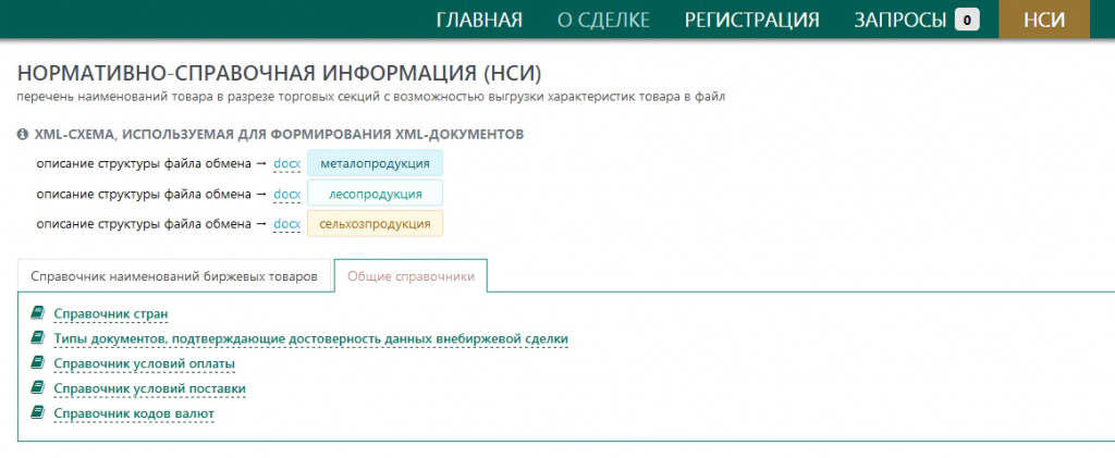 Вкладка НСИ. Общие справочники